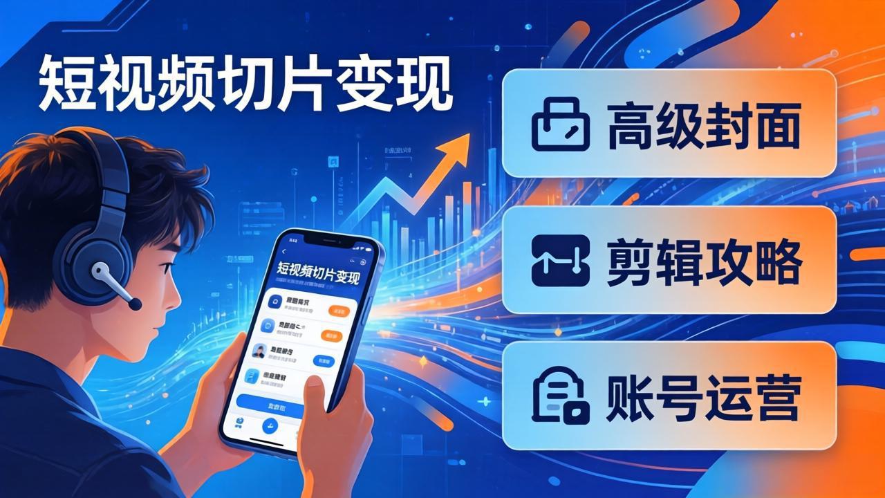 短视频切片变现速成班2.0：高级封面+剪辑攻略+账号运营，0基础小白快速入局副业-阿牛笔记