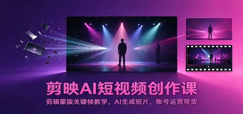 剪映AI短视频创作课:剪辑蒙版关键帧教学,AI生成短片,账号运营带货-阿牛笔记