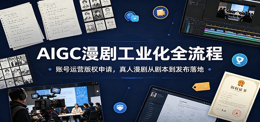 AIGC漫剧工业化全流程：账号运营版权申请，真人漫剧从剧本到发布落地-阿牛笔记