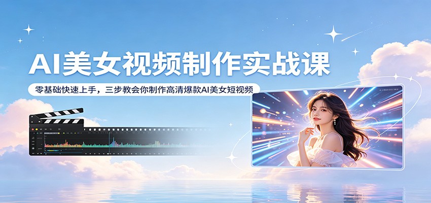AI美女视频制作实战课：零基础快速上手，三步教会你制作高清爆款AI美女短视频-阿牛笔记