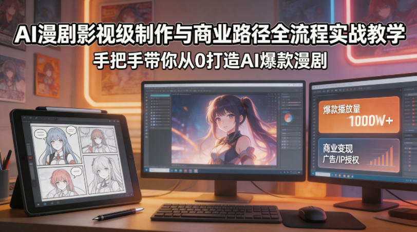 AI漫剧影视级制作与商业路径全流程实战教学，手带你从0打造AI爆款漫剧-阿牛笔记