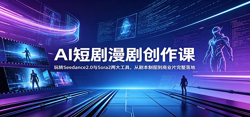 AI短剧漫剧创作课:玩转Seedance2.0与 Sora2两大工具,从剧本制图到商业片完整落地-阿牛笔记