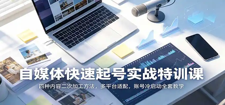 自媒体快速起号实战特训课：四种内容二次加工方法，多平台适配，账号冷启动全套教学-阿牛笔记