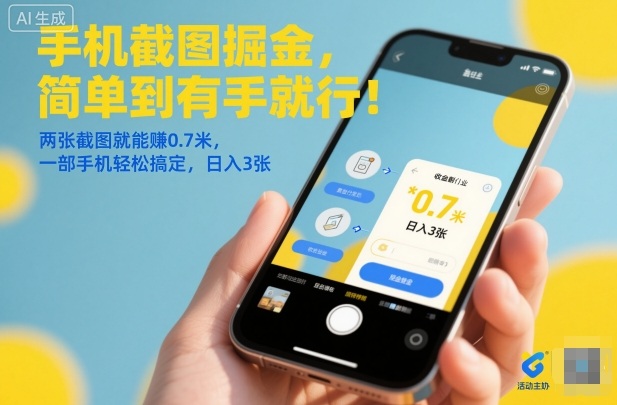 手机截图掘金,简单到有手就行!两张截图就能賺0.7米,一部手机轻松搞定,日入3张【揭秘】-阿牛笔记