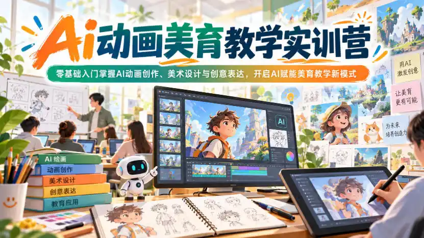 Ai动画美育教学实训营，零基础入门掌握AI动画创作、美术设计与创意表达，开启AI赋能美育教学新模式-阿牛笔记