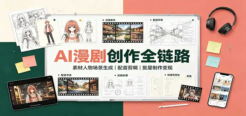 AI漫剧创作全链路:素材人物场景生成,配音剪辑,批量制作变现-阿牛笔记