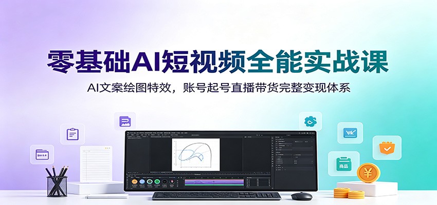 零基础AI短视频全能实战课:AI文案绘图特效,账号起号直播带货完整变现体系-阿牛笔记