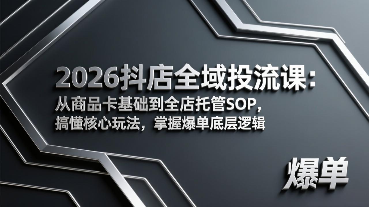 2026抖店全域投流课：从商品卡基础到全店托管SOP，搞懂核心玩法，掌握爆单底层逻辑-阿牛笔记