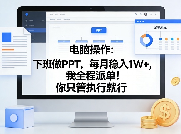 电脑操作：下班做PPT，每月稳入1W+，我全程派单！你只管执行就行【揭秘】-阿牛笔记