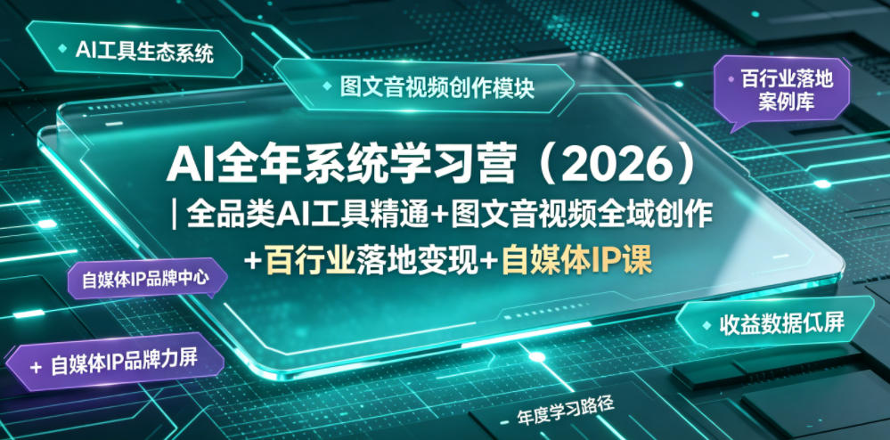 AI全年系统学习营(2026)｜全品类AI工具精通+图文音视频全域创作+百行业落地变现+自媒体IP打造年度进阶大课-阿牛笔记