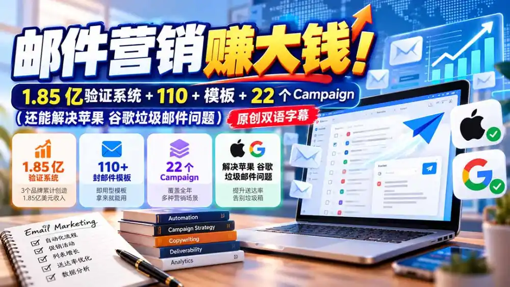 邮件营销赚大钱!1.85亿验证系统+110+模板+22个Campaign(还能解决苹果 谷歌垃圾邮件问题-阿牛笔记