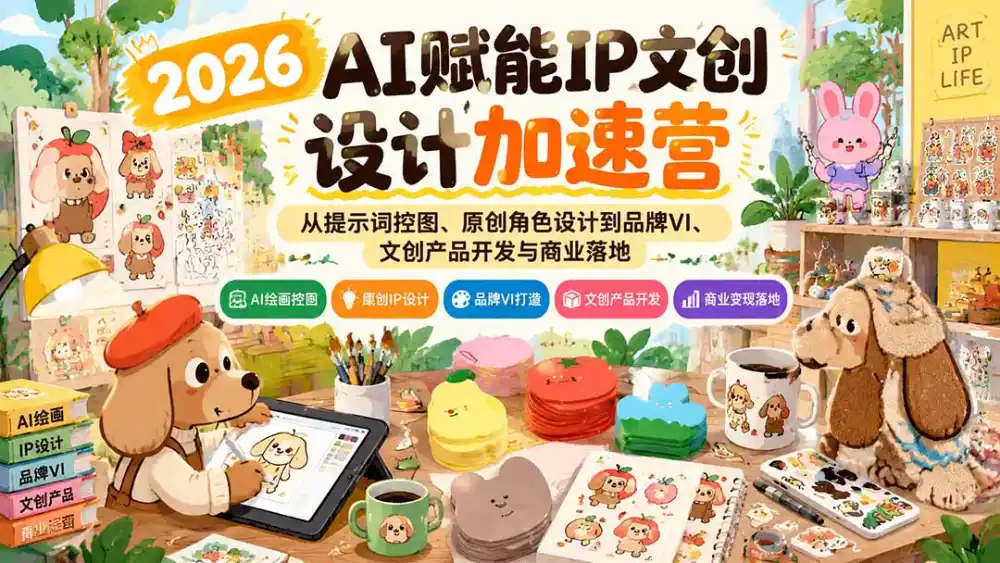 2026AI赋能IP文创设计加速营:从提示词控图、原创角色设计到品牌VI、文创产品开发与商业落地-阿牛笔记