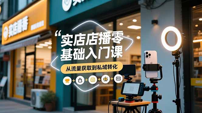 实体店播零基础入门课，实体店+短视频+直播+微信生态+私域社群，从流量获取到私域转化-阿牛笔记