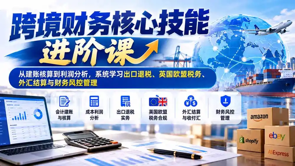 跨境财务核心技能进阶课:从建账核算到利润分析,系统学习出口退税、英国欧盟税务、外汇结算与财务风控管理-阿牛笔记