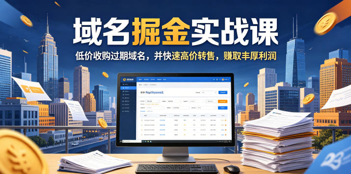 域名交易掘金实战课,低价收购过期域名,并快速高价转售,賺取丰厚利润【原创双语字幕】-阿牛笔记