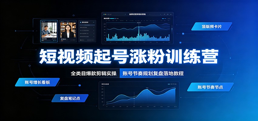 短视频起号涨粉训练营:全类目爆款剪辑实操,账号节奏规划复盘落地教程-阿牛笔记