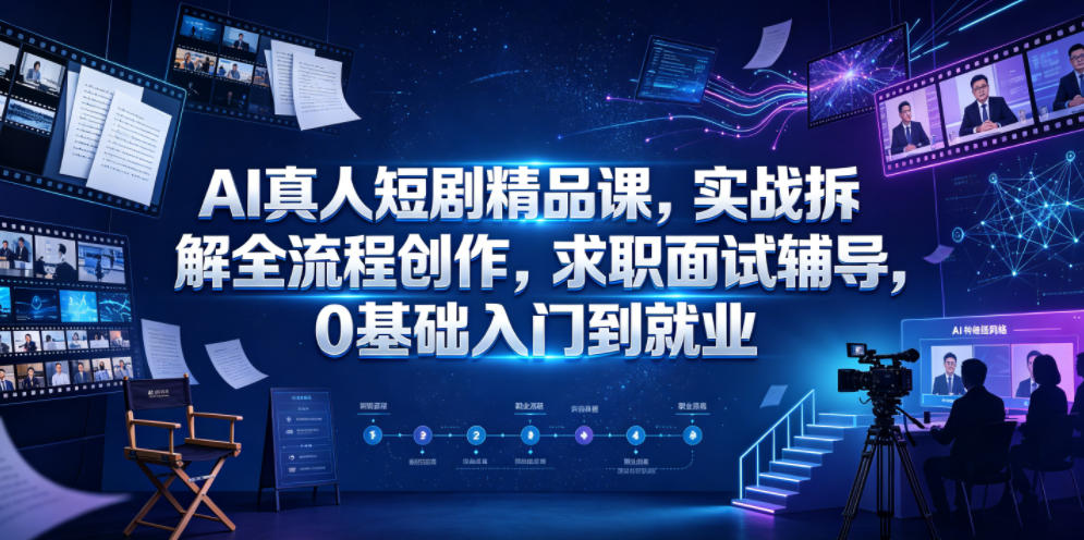 AI真人短剧精品课，实战拆解全流程创作，求职面试辅导，0基础入门到就业-阿牛笔记