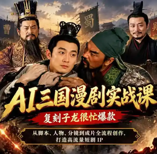 抖音14W粉博主同款AI三国漫剧实战课,复刻子龙很忙爆款,从脚本、人物、分镜到成片全流程创作,打造高流量短剧IP 抖音14W粉博主同款AI三国漫剧实战课,复刻子龙很忙爆款,从脚本、人物、分镜到成片全流程创作,打造高流量短剧IP