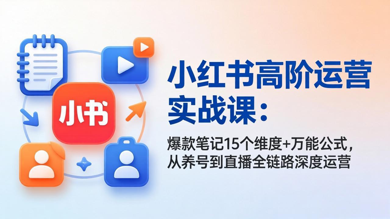 小红书高阶运营实战课：爆款笔记15个维度+万能公式，从养号到直播全链路深度运营-阿牛笔记