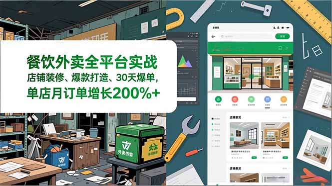 餐饮外卖全平台实战，店铺装修、爆款打造、30天爆单，手把手教学，单店月订单增长200%+-阿牛笔记
