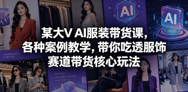 某大V AI服装带货课,各种案例教学,带你吃透服饰赛道带货核心玩法-阿牛笔记