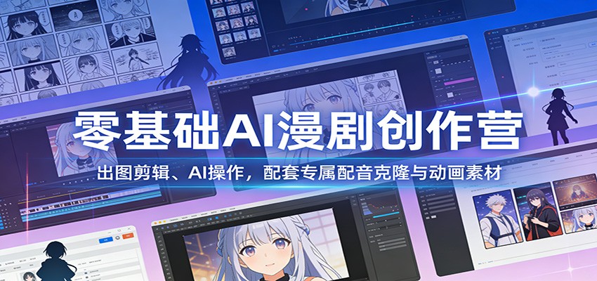 零基础AI漫剧创作营:出图剪辑、AI操作,配套专属配音克隆与动画素材-阿牛笔记