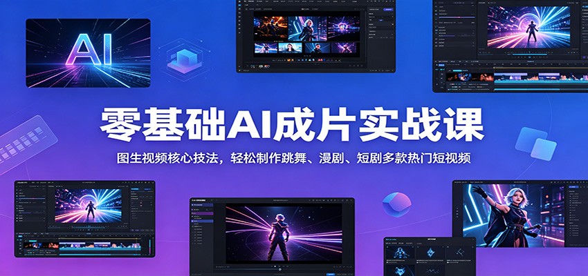零基础AI成片实战课:图生视频核心技法,轻松制作跳舞、漫剧、短剧多款热门短视频-阿牛笔记