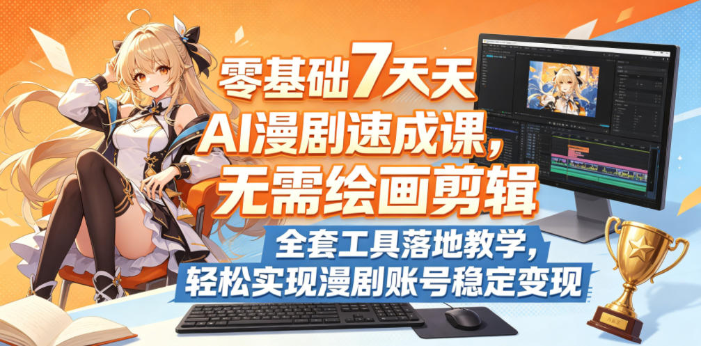 零基础7天AI漫剧速成课,无需绘画剪辑,全套工具落地教学,轻松实现漫剧账号稳定变现-阿牛笔记