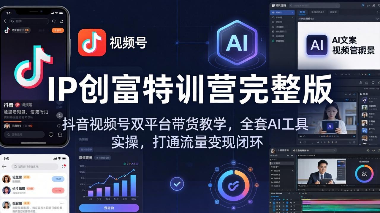 IP创富特训营完整版：抖音视频号双平台带货教学，全套AI工具实操，打通流量变现闭环-阿牛笔记
