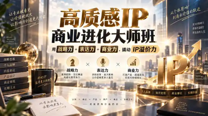 高质感IP商业进化大师班,用战略力+表达力+商业力,撬动IP溢价力-阿牛笔记