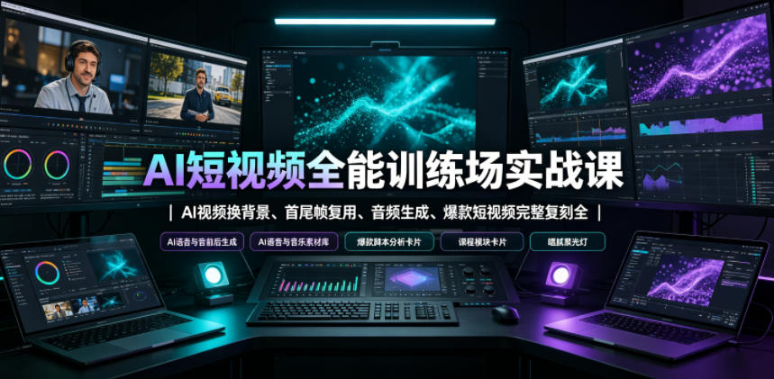 AI短视频全能训练场实战课｜AI视频换背景、首尾帧复用、音频生成、爆款短视频完整复刻全套实操教学-阿牛笔记