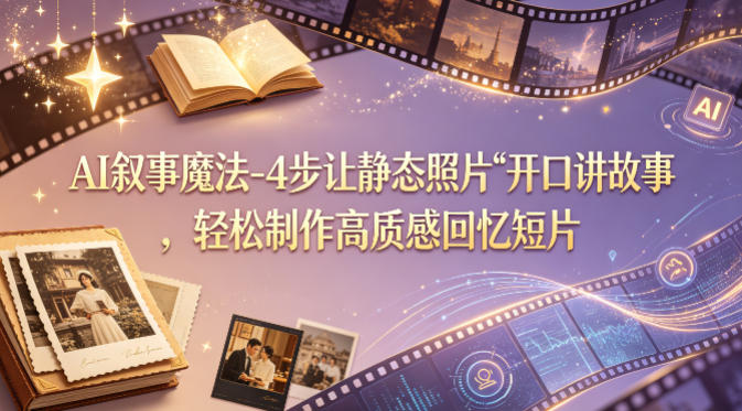 AI叙事魔法-4步让静态照片“开口讲故事”，轻松制作高质感回忆短片-阿牛笔记