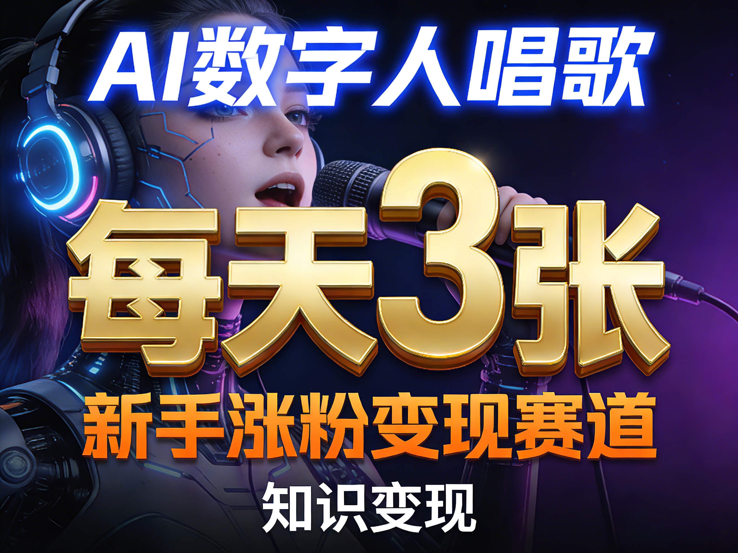 AI数字人唱歌，新手涨粉变现赛道，每天3张和知识付费，副业必备-阿牛笔记