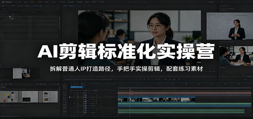 AI剪辑标准化实操营：拆解普通人IP打造路径，手把手实操剪辑，配套练习素材-阿牛笔记