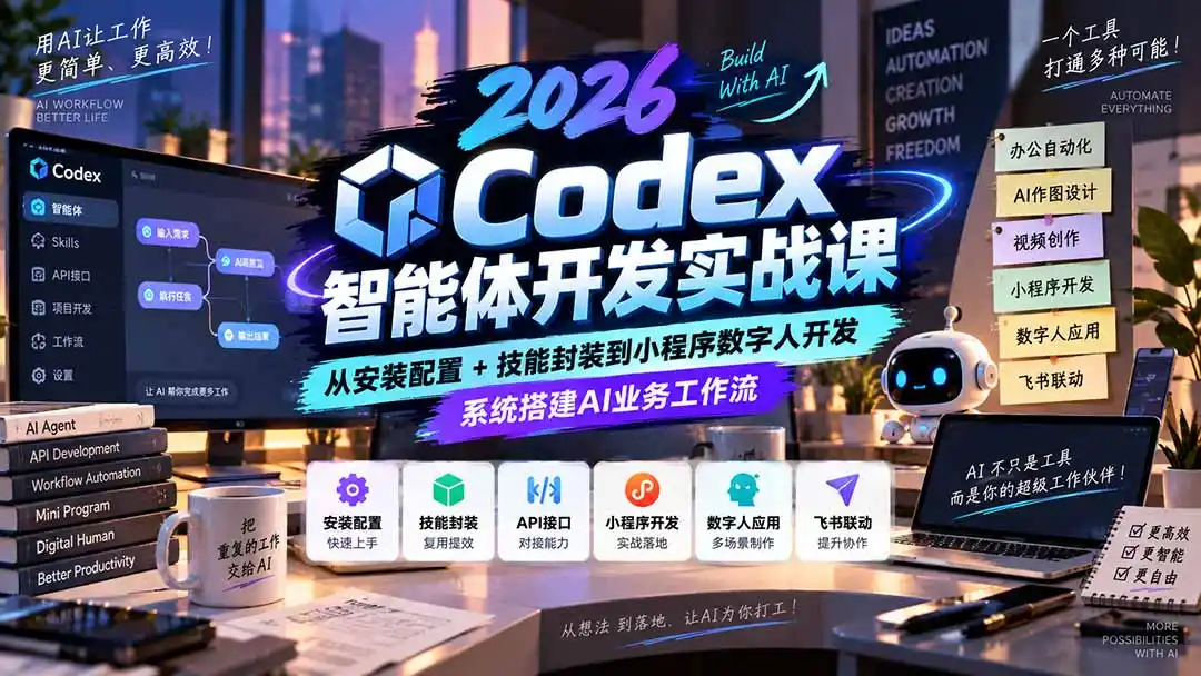 2026Codex智能体开发实战课：从安装配置+技能封装到小程序数字人开发，系统搭建AI业务工作流-阿牛笔记