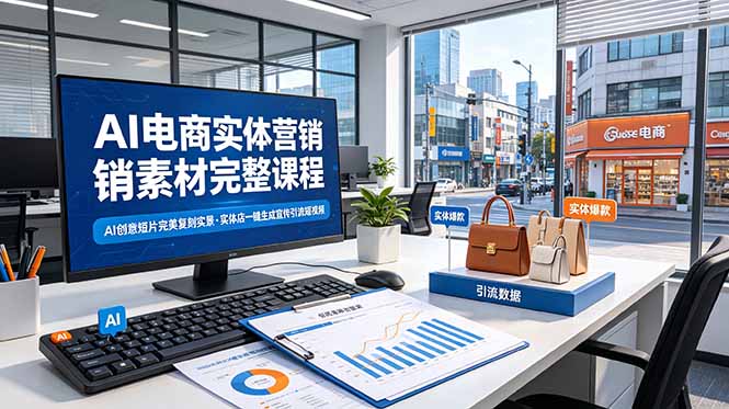 AI电商实体营销素材完整课程，AI创意短片完美复刻实景，实体店一键生成宣传引流短视频-阿牛笔记