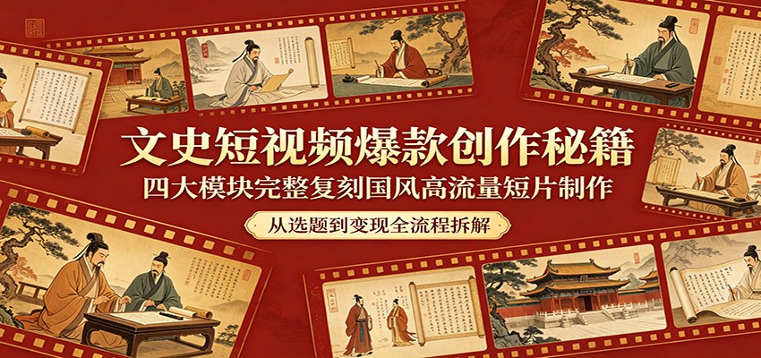文史短视频爆款创作秘籍：四大模块完整复刻国风高流量短片制作-阿牛笔记
