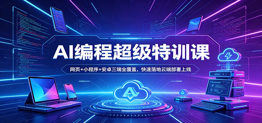 AI编程超级特训课：网页+小程序+安卓三端全覆盖，快速落地云端部署上线-阿牛笔记