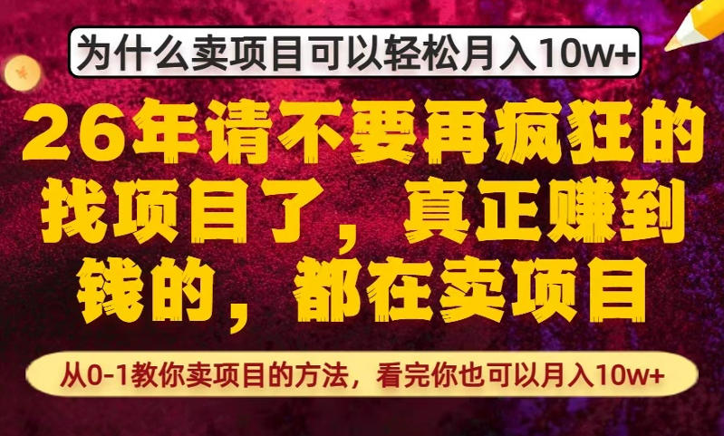 为什么真正賺到钱的都在卖项目，从0-1教你卖项目的方法，看完你也可以月入10w+【揭秘】-阿牛笔记