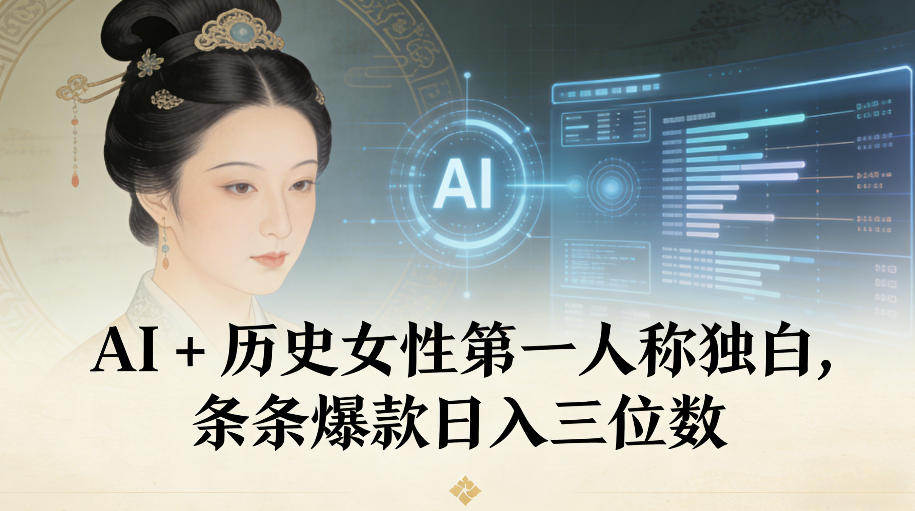 AI+历史女性第一人称独白，条条爆款日入三位数-阿牛笔记