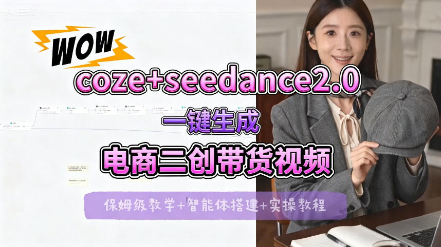 【Coze工作流搭建实操教程】seedance2.0+coze一键生成电商二创带货视频，全流程保姆级教学-阿牛笔记