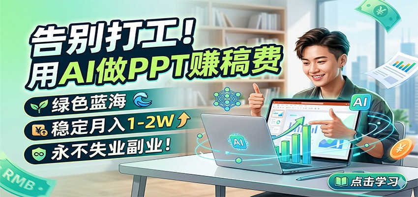 告别打工!用AI做PPT赚稿费,绿色蓝海,稳定月入1-2W,永不失业副业!-阿牛笔记