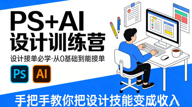 设计接单必学，PS+AI设计训练营，从0基础到能接单，手把手教你把设计技能变成收入-阿牛笔记