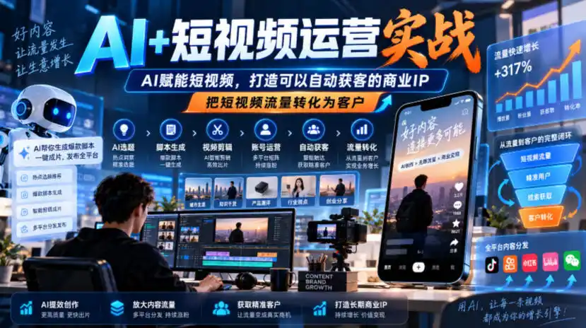 AI+短视频运营实战,AI赋能短视频,打造可以自动获客的商业IP,把短视频流量转化为客户-阿牛笔记