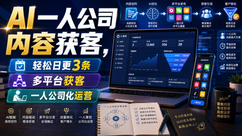 AI一人公司内容获客，轻松日更3条，多平台获客，一人公司化运营-阿牛笔记