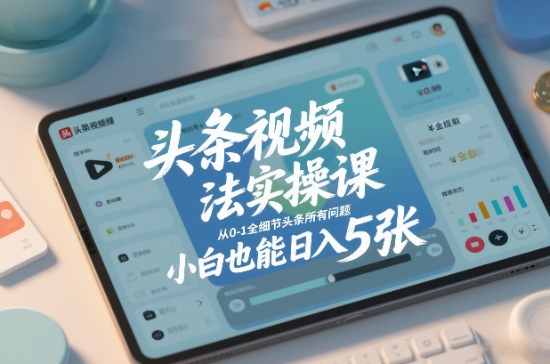 头条视频玩法实操课，从0-1全细节头条所有问题，小白也能日入5张-阿牛笔记