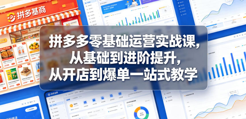 拼多多零基础运营实战课,从基础到进阶提升,从开店到爆单一站式教学-阿牛笔记