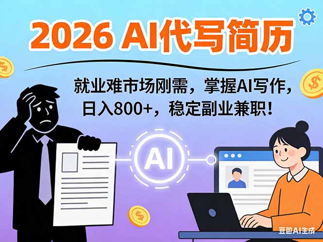 AI代写简历，超暴利，用万能模板月入1-3万实战教程，2026年市场刚需！-阿牛笔记