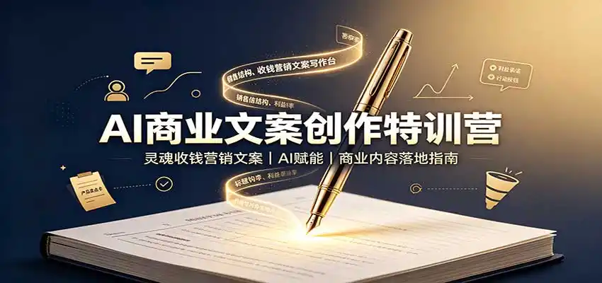AI商业文案创作特训营：灵魂收钱营销文案，AI赋能，商业内容落地指南-阿牛笔记