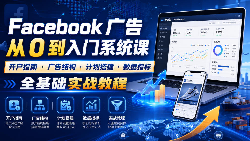 Facebook广告新手从0到入门系统课｜开户指南・广告结构・计划搭建・数据指标全基础实战教程-阿牛笔记
